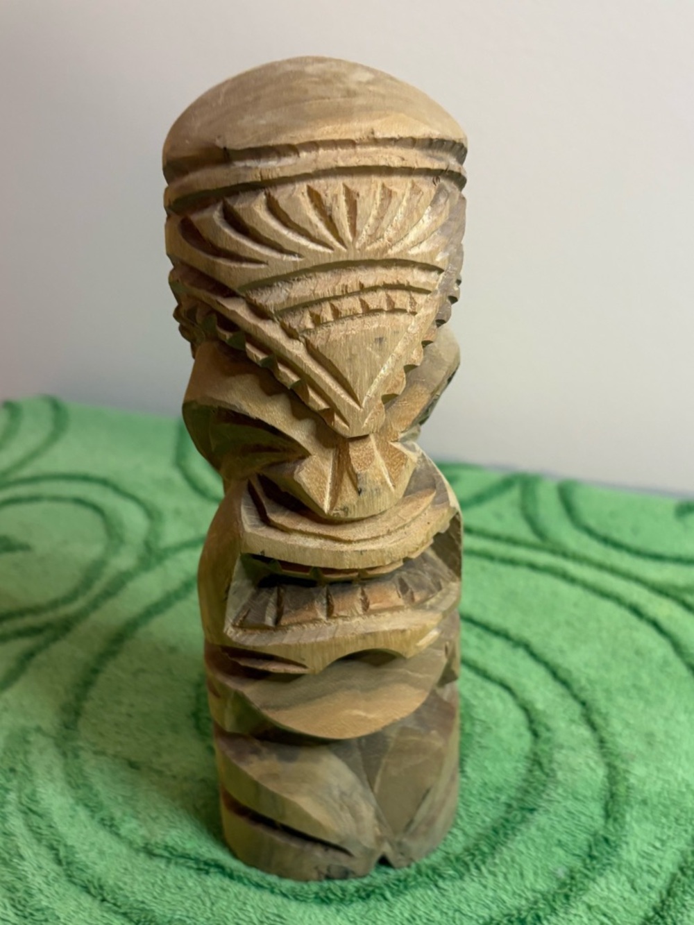 hand-carved Hawaiian Tiki figure, probably representing the god Ku, god of war
